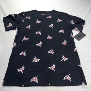 Jordan Boys Black All Over Print Jumpman Nike Air T-Shirt XL 13-15Y 6654-023
